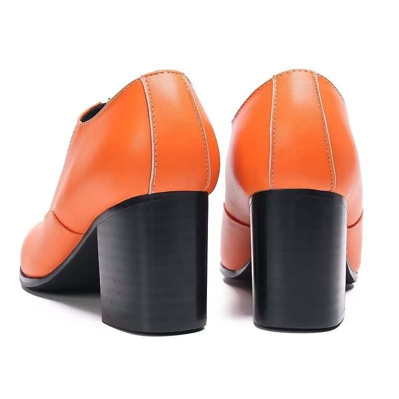 Mænds Formelle Sko Chic Ægte Læder Slip-on Dress - Orange