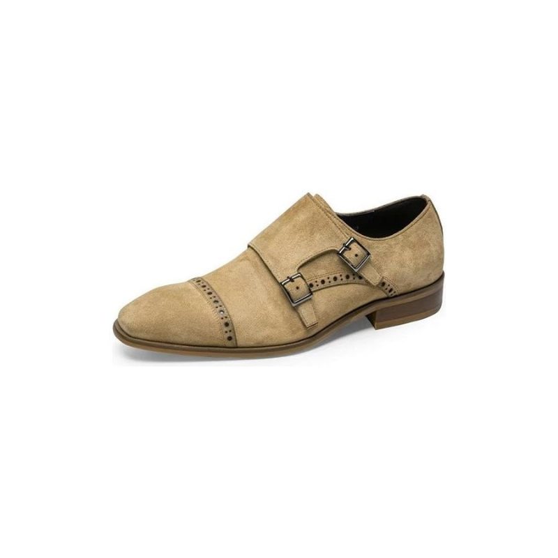 Mænds Formelle Sko Chic Spænde Lukning Monkstraps Dress - Beige