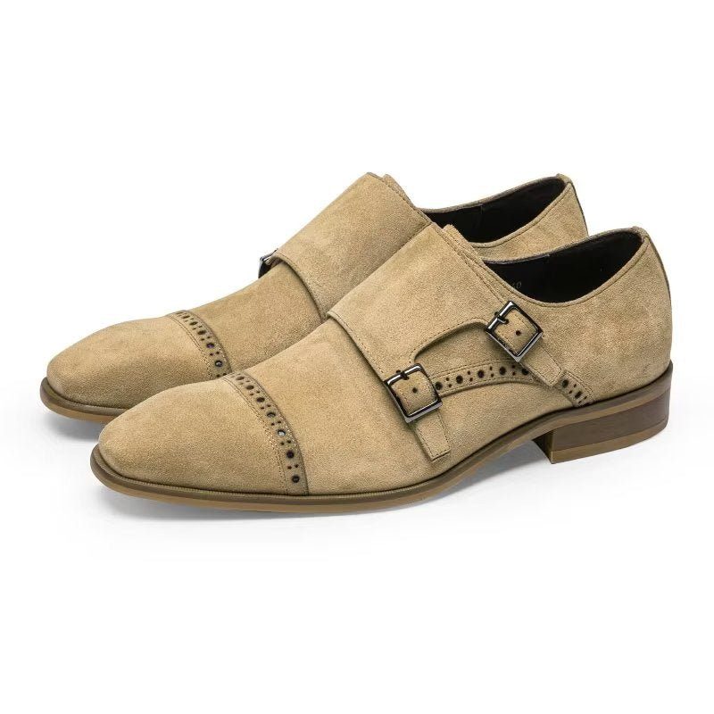 Mænds Formelle Sko Chic Spænde Lukning Monkstraps Dress - Beige