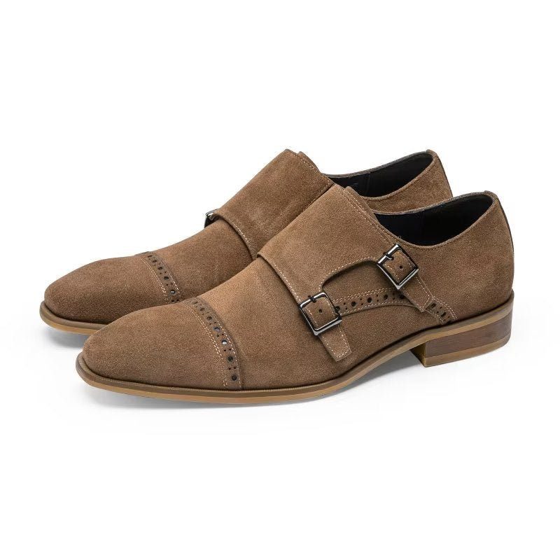 Mænds Formelle Sko Chic Spænde Lukning Monkstraps Dress - Brun