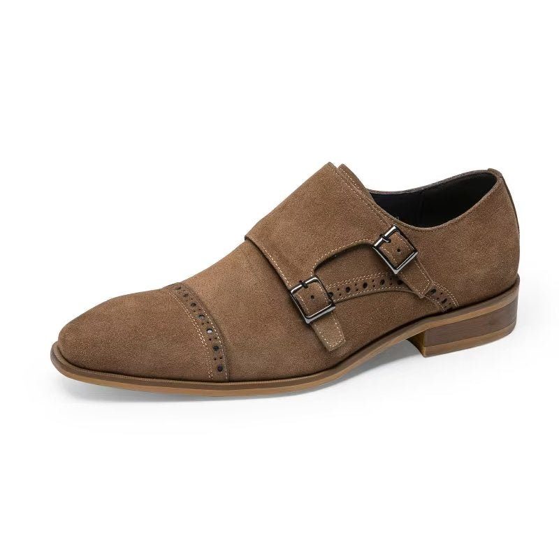 Mænds Formelle Sko Chic Spænde Lukning Monkstraps Dress - Brun