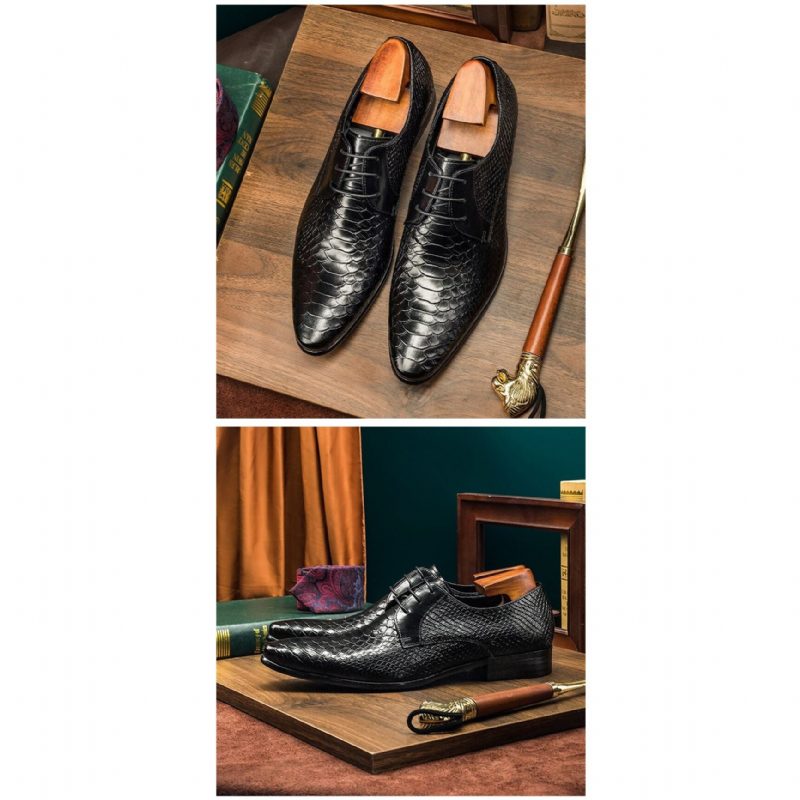 Mænds Formelle Sko Eksotiske Retro Snøre-wingtip Oxford - Sort