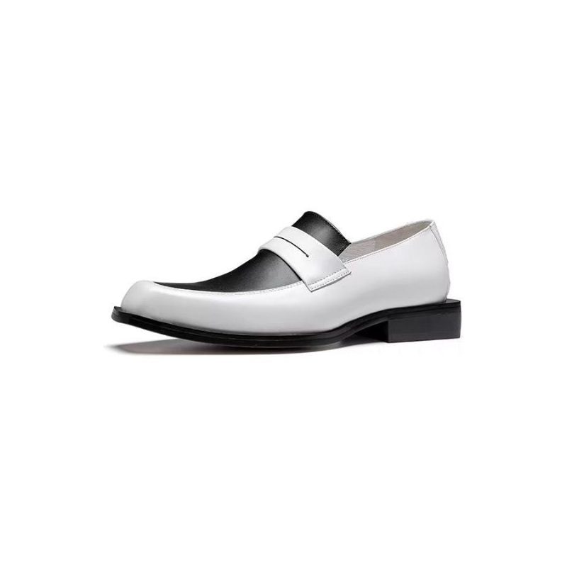 Mænds Formelle Sko Elegant Læder Square Toe Slip-on Dress - Hvid