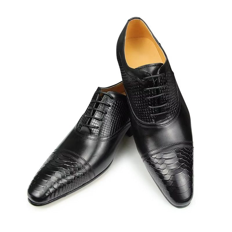 Mænds Formelle Sko Elegante Brugerdefinerede Brogue-læder-bryllupssko - Sort