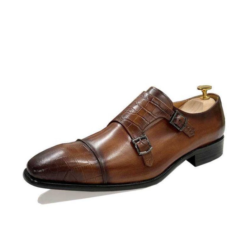 Mænds Formelle Sko Elegante Crocblend Monk Strap Dress - Kaffe