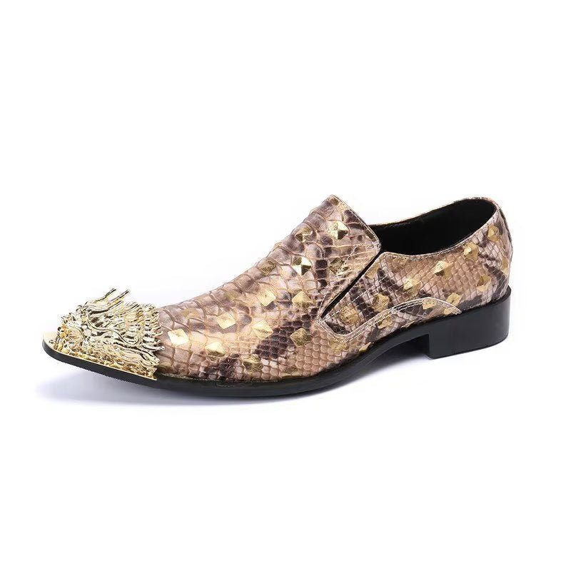 Mænds Formelle Sko Krokodillelæder Elegance Slip-on Dress - Guld