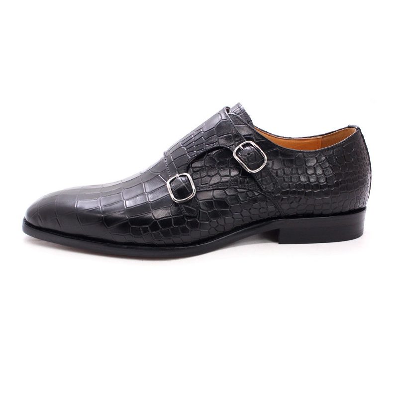 Mænds Formelle Sko Luksus Crocstride Square Toe Monk Strap Dress - Sort