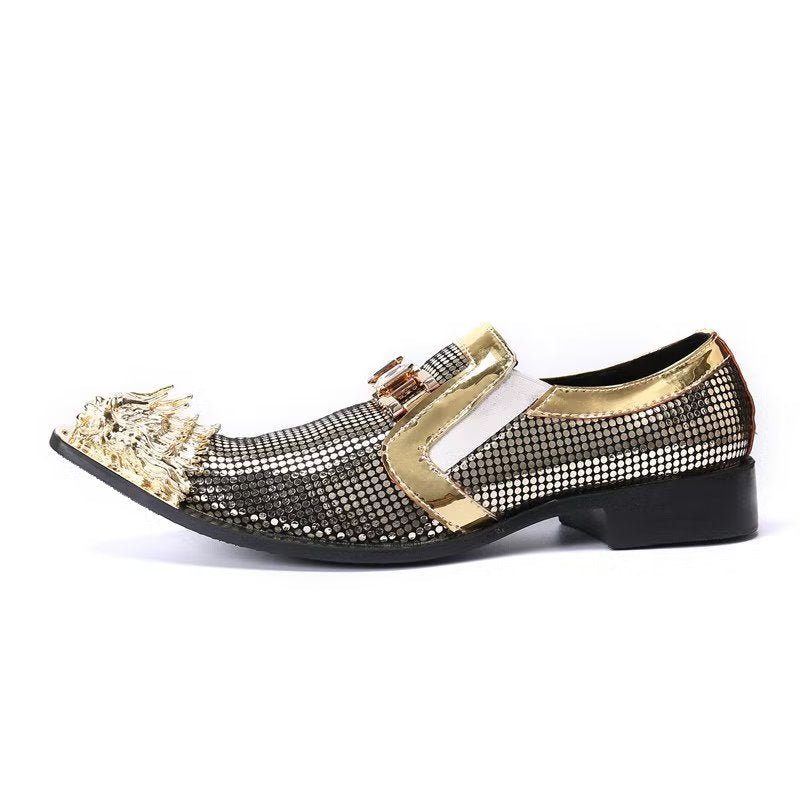 Mænds Formelle Sko Luksus Eksotiske Ægte Læder Slip-on Dress - Guld