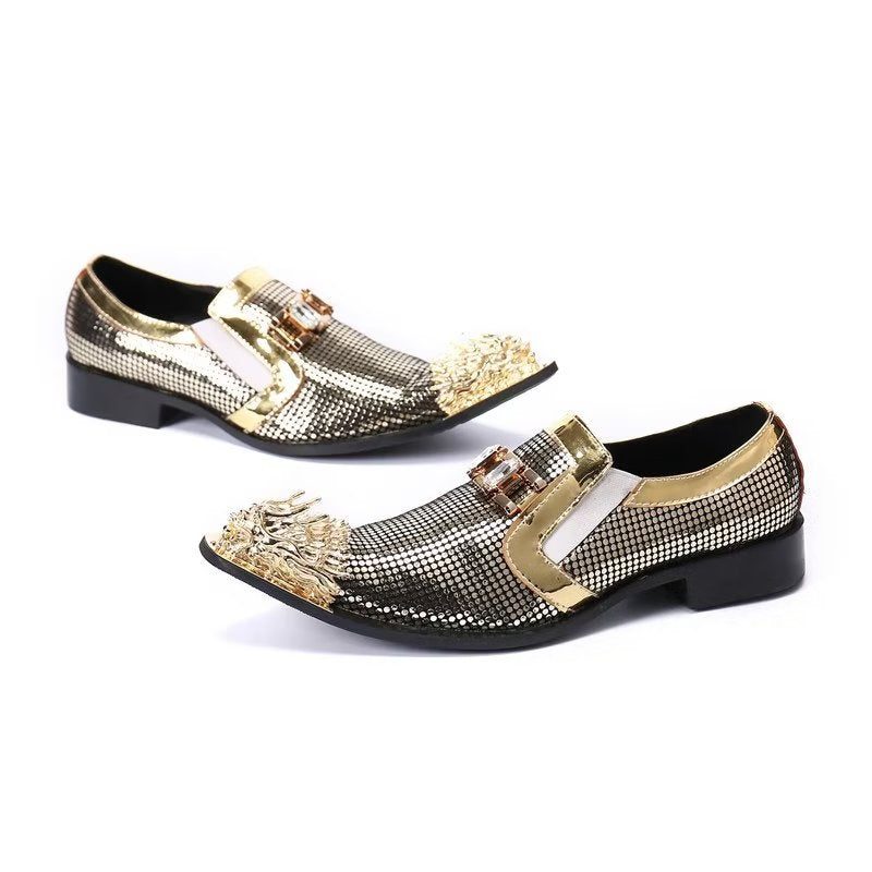 Mænds Formelle Sko Luksus Eksotiske Ægte Læder Slip-on Dress - Guld