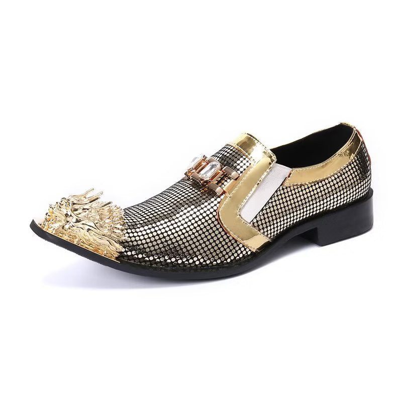 Mænds Formelle Sko Luksus Eksotiske Ægte Læder Slip-on Dress - Guld