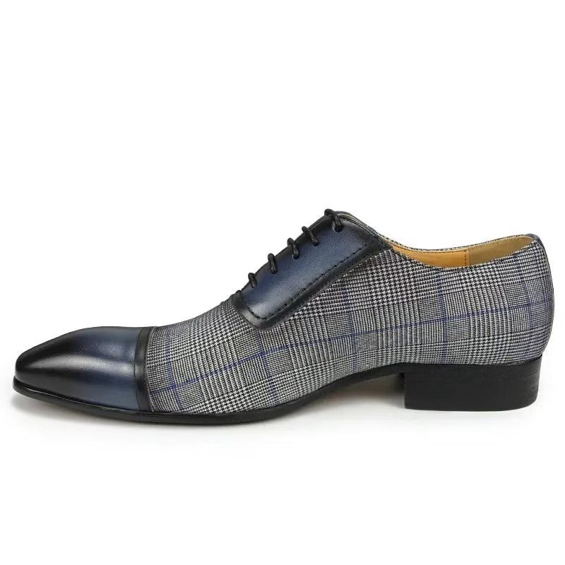 Mænds Formelle Sko Luksus Læder Elegant Brogue Bryllup Oxford - Blå