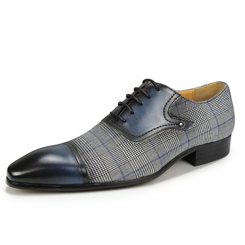 Mænds Formelle Sko Luksus Læder Elegant Brogue Bryllup Oxford - Blå