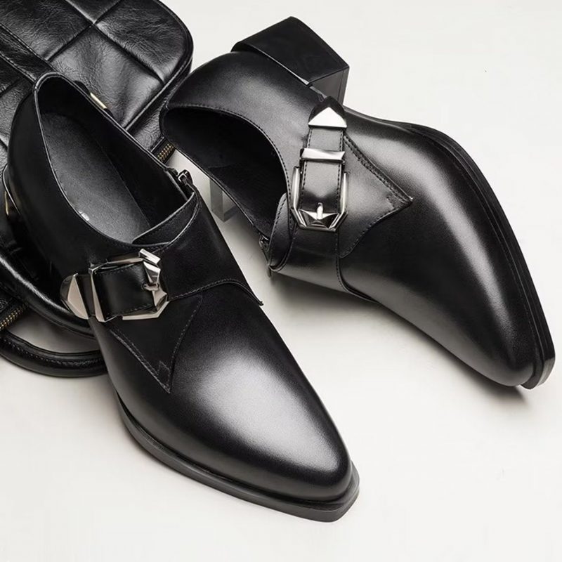 Mænds Formelle Sko Luksus Spidstå Monkstrap Dress - Sort