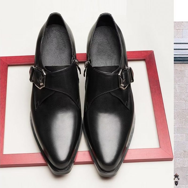 Mænds Formelle Sko Luksus Spidstå Monkstrap Dress - Sort