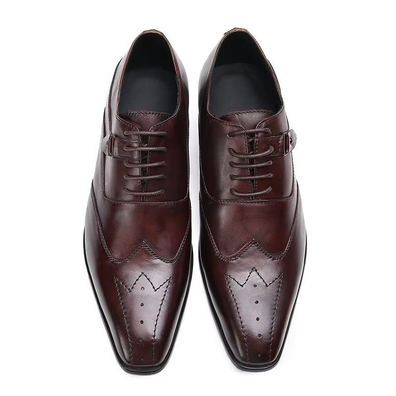 Mænds Formelle Sko Luksus Square Toe Oxford Dress - Kaffe