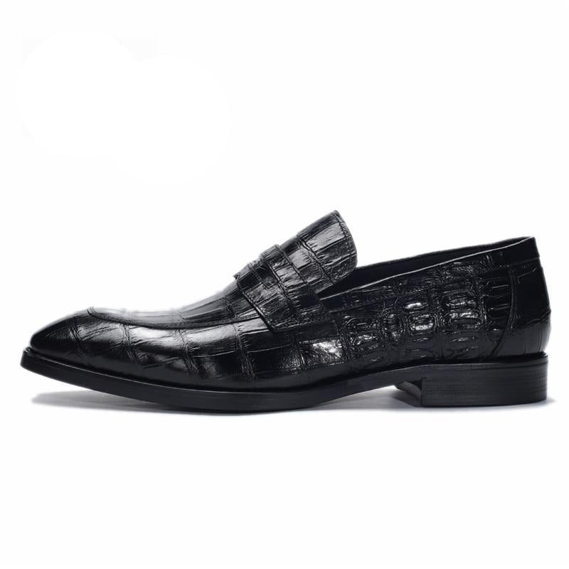 Mænds Formelle Sko Med Eksotisk Tekstur Slip-on Brogue - Sort