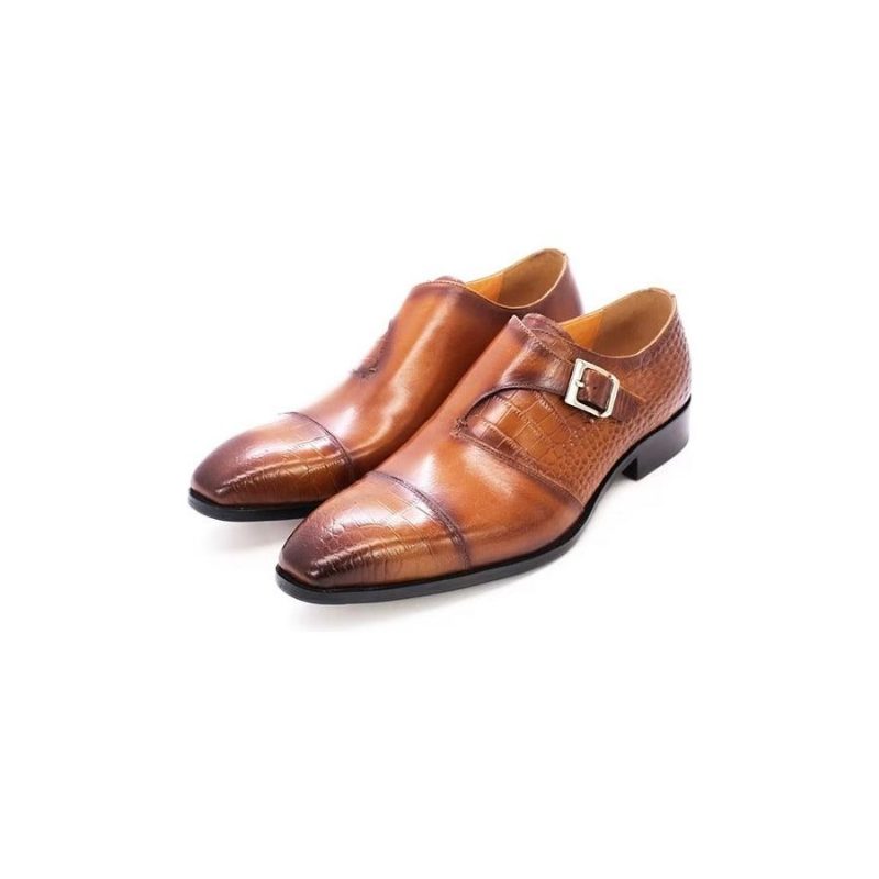 Mænds Formelle Sko Modish Luksus Krokodille Mønster Monkstrap Dress - Kaffe