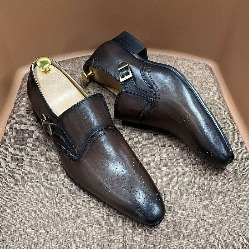 Mænds Formelle Sko Monkstrap Buckle Dress - Kaffe