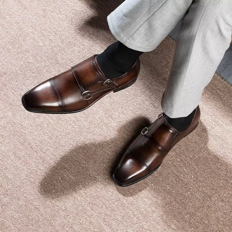 Mænds Formelle Sko Monkstrap Dress - Kaffe