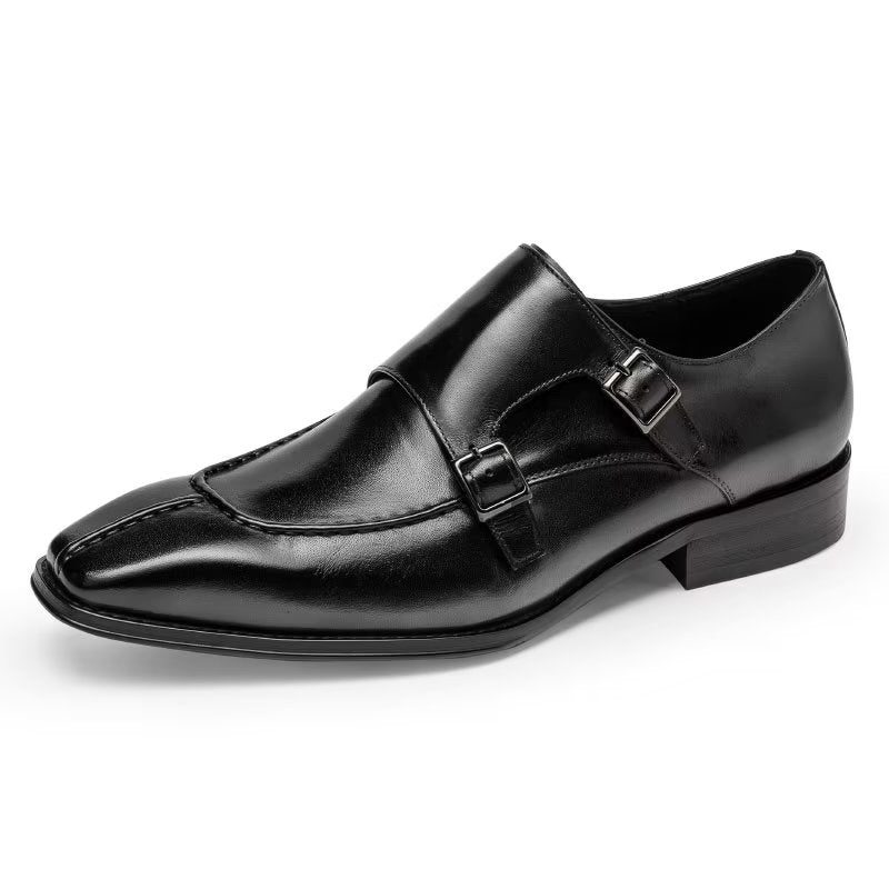 Mænds Formelle Sko Monkstrap Elegant Cow Leather Dress - Sort