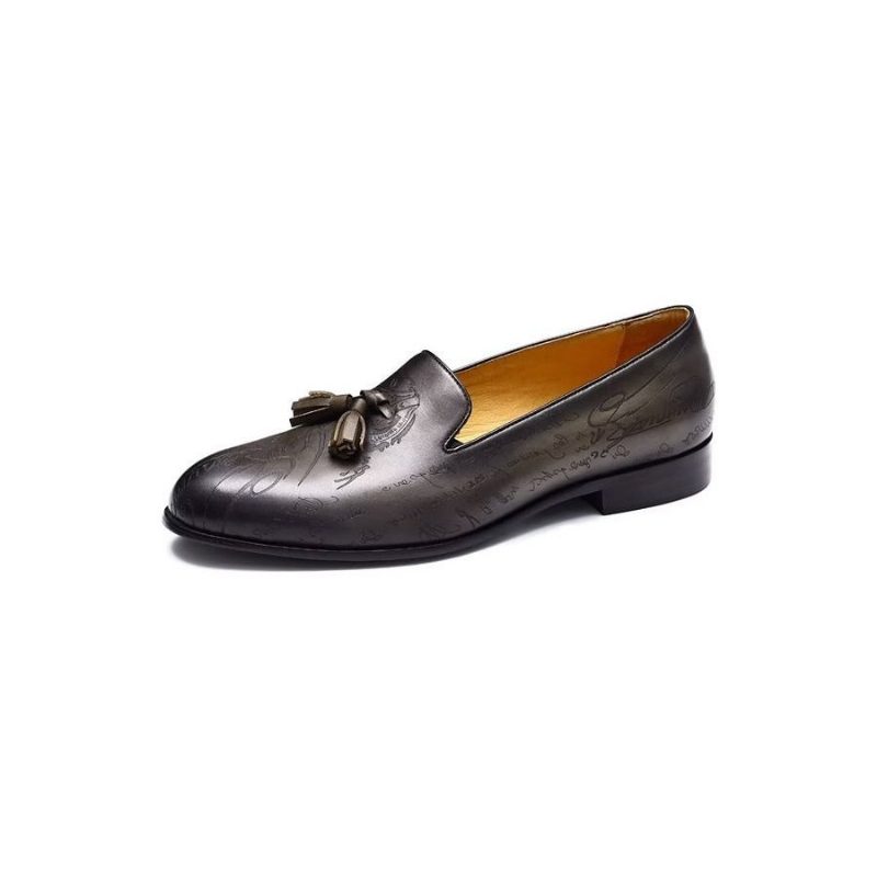 Mænds Formelle Sko Overdådige Læder Slip On Brogue Dress - Grå