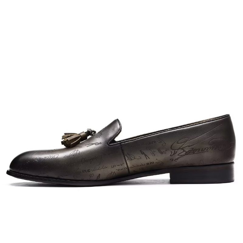 Mænds Formelle Sko Overdådige Læder Slip On Brogue Dress - Grå