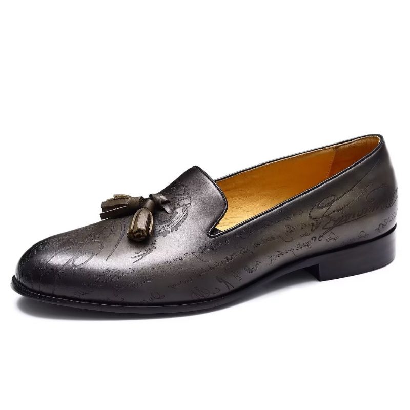 Mænds Formelle Sko Overdådige Læder Slip On Brogue Dress - Grå