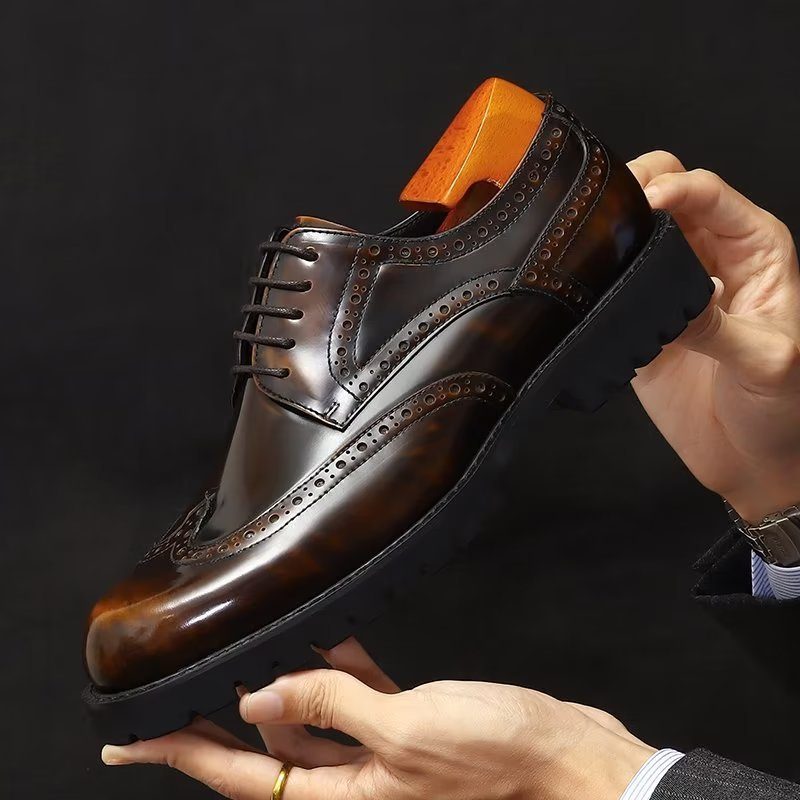 Mænds Formelle Sko Prægede Elegance Brogue Dress - Kaffe