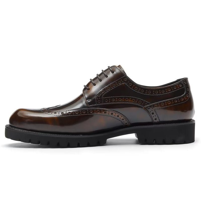 Mænds Formelle Sko Prægede Elegance Brogue Dress - Kaffe