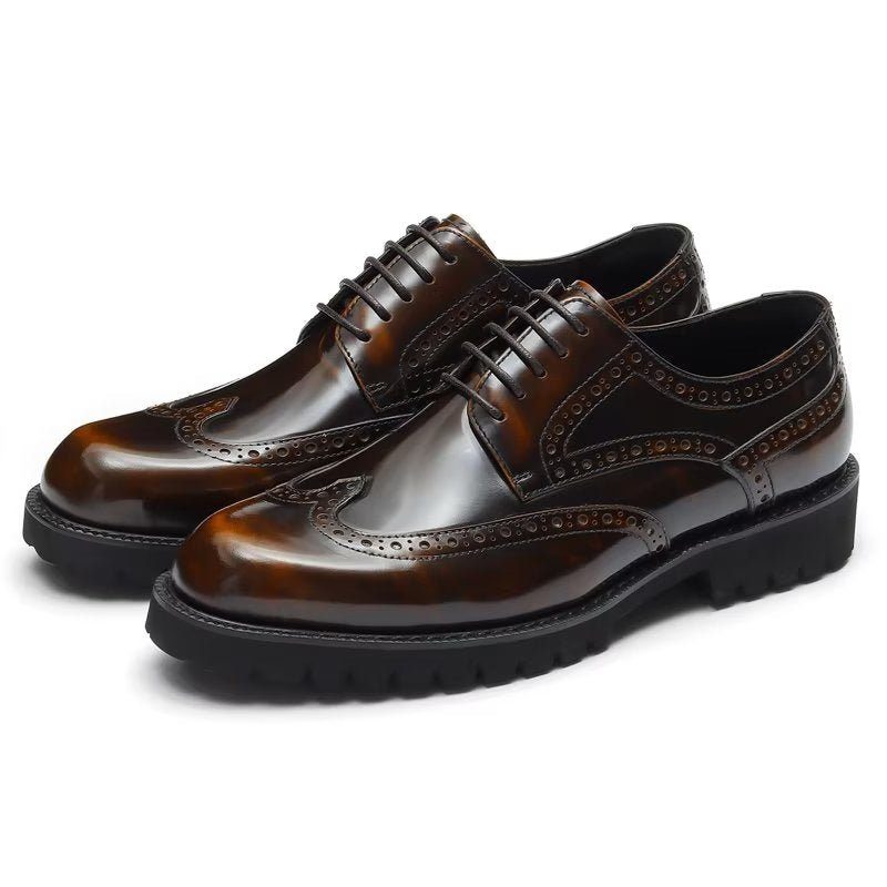 Mænds Formelle Sko Prægede Elegance Brogue Dress - Kaffe