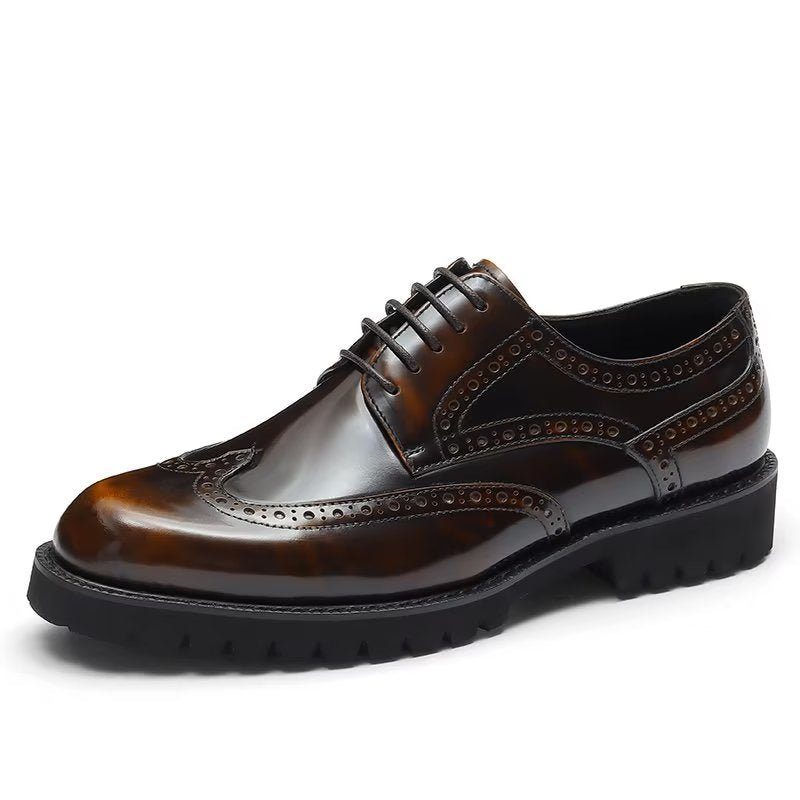 Mænds Formelle Sko Prægede Elegance Brogue Dress - Kaffe