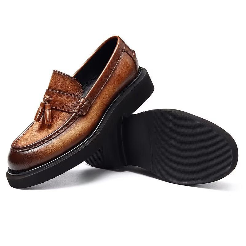 Mænds Formelle Sko Prægede Elegance Slip-on Dress - Kaffe