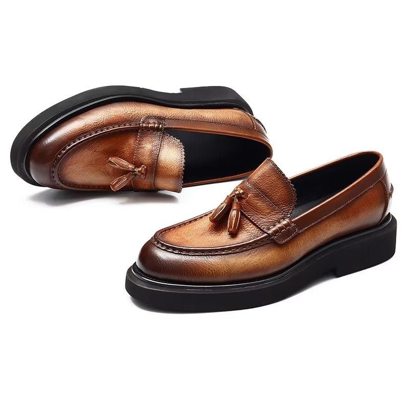 Mænds Formelle Sko Prægede Elegance Slip-on Dress - Kaffe