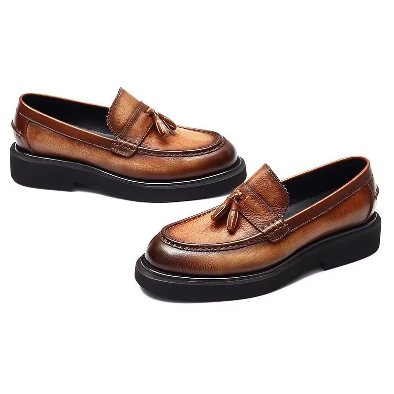 Mænds Formelle Sko Prægede Elegance Slip-on Dress - Kaffe