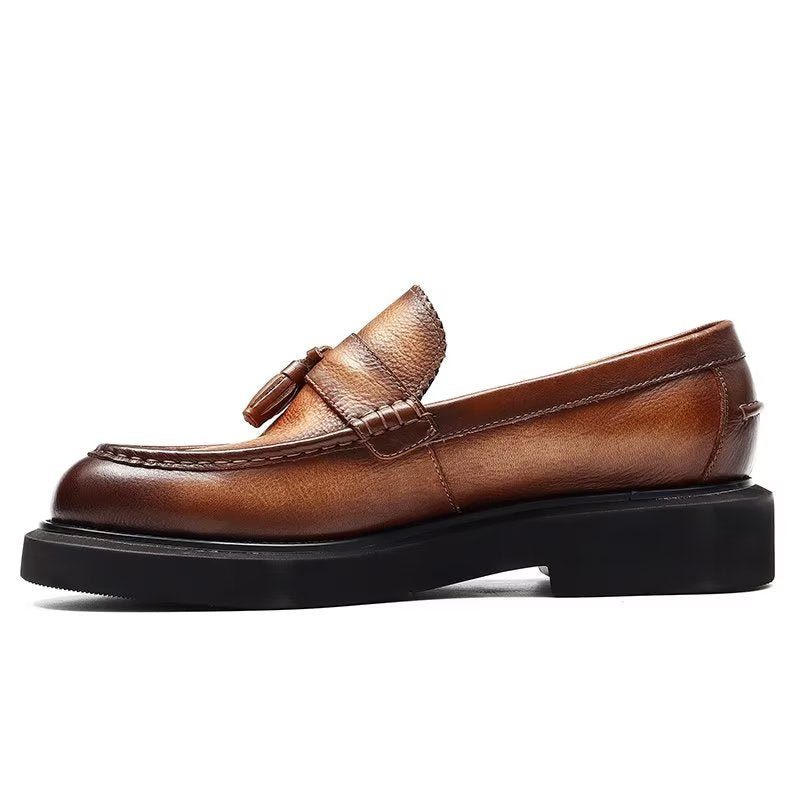 Mænds Formelle Sko Prægede Elegance Slip-on Dress - Kaffe