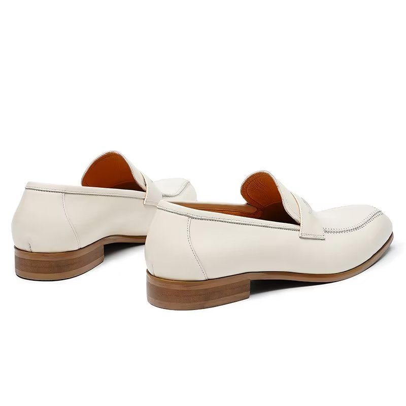 Mænds Formelle Sko Prægede Elegance Slip-on Square Toe Dress - Hvid