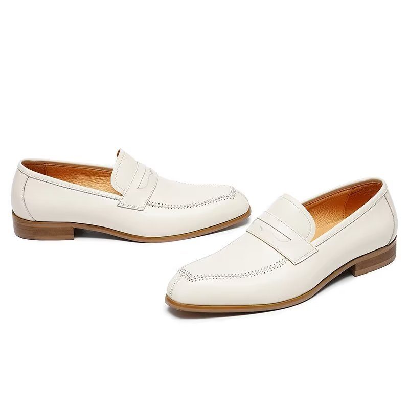 Mænds Formelle Sko Prægede Elegance Slip-on Square Toe Dress - Hvid