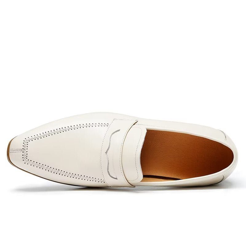 Mænds Formelle Sko Prægede Elegance Slip-on Square Toe Dress - Hvid