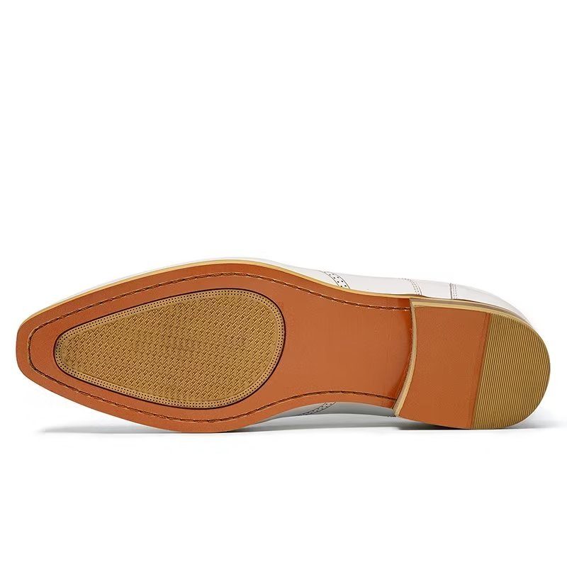 Mænds Formelle Sko Prægede Elegance Slip-on Square Toe Dress - Hvid