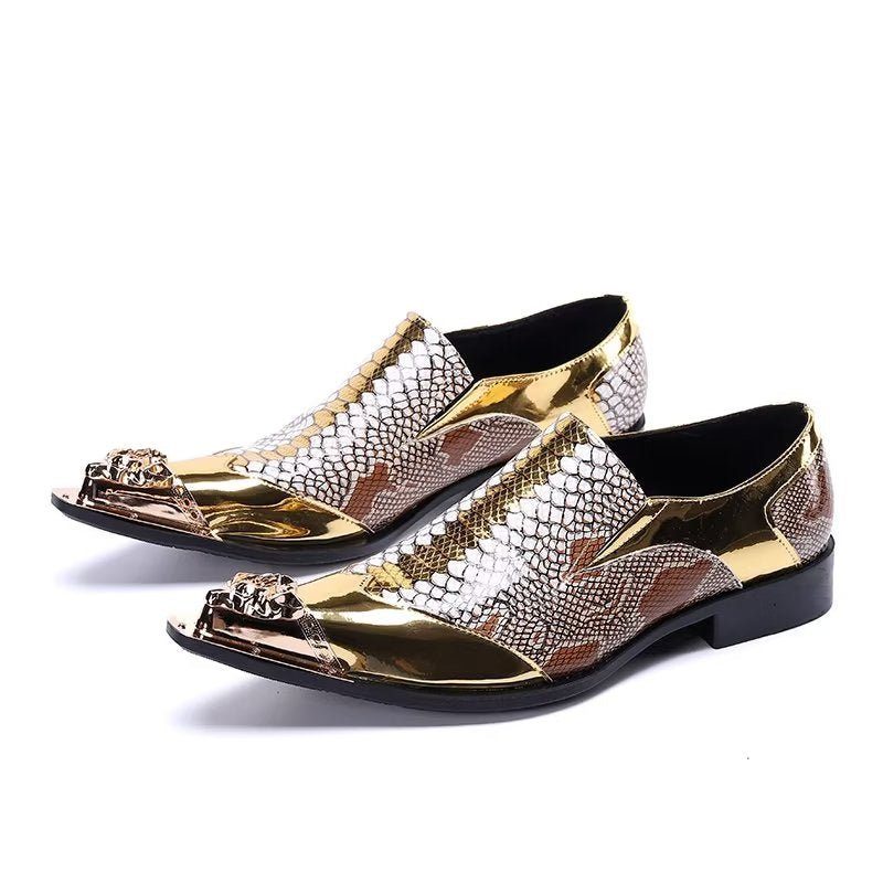 Mænds Formelle Sko Præget Læder Chic Slip-on Smarte - Guld