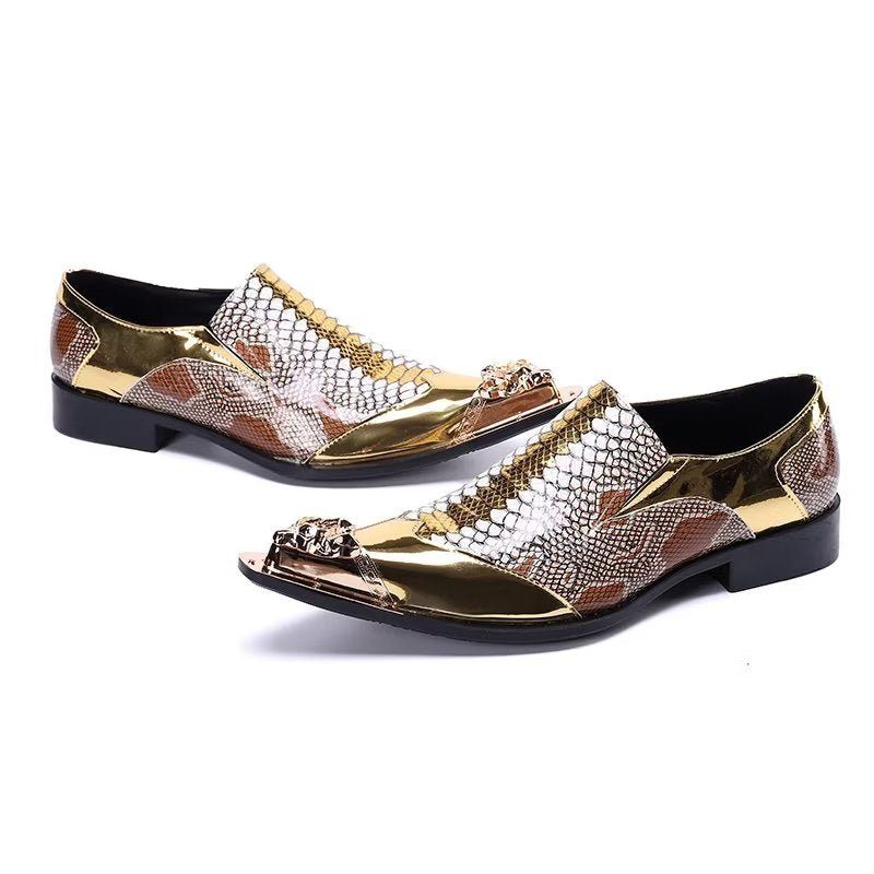 Mænds Formelle Sko Præget Læder Chic Slip-on Smarte - Guld