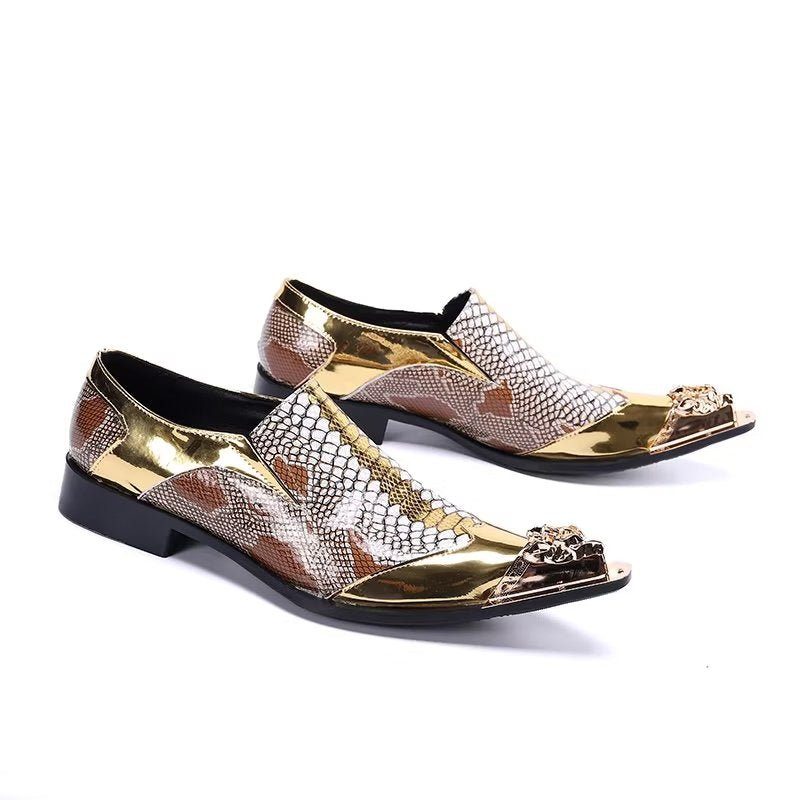 Mænds Formelle Sko Præget Læder Chic Slip-on Smarte - Guld