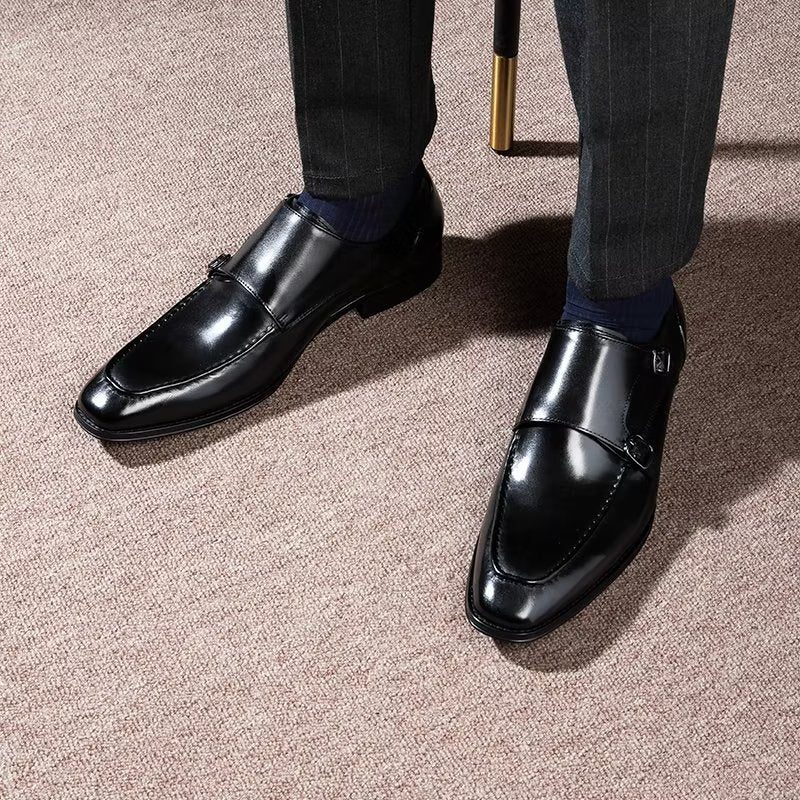 Mænds Formelle Sko Raffineret Kolæder Slip-on Monkstraps - Sort