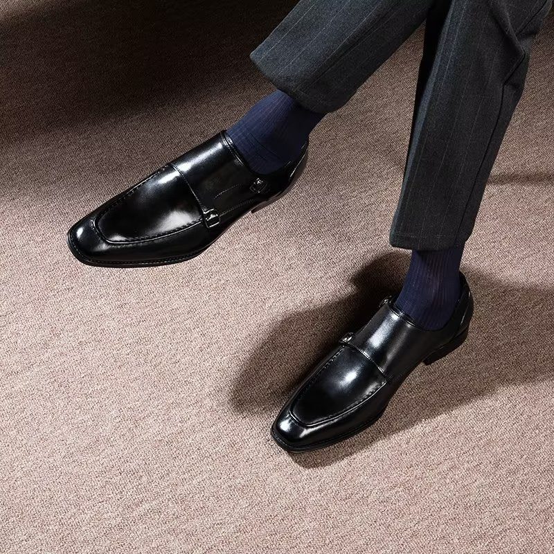 Mænds Formelle Sko Raffineret Kolæder Slip-on Monkstraps - Sort