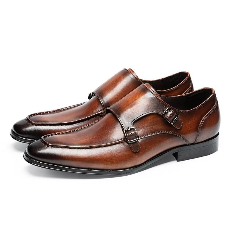 Mænds Formelle Sko Raffineret Kolæder Slip-on Monkstraps - Kaffe