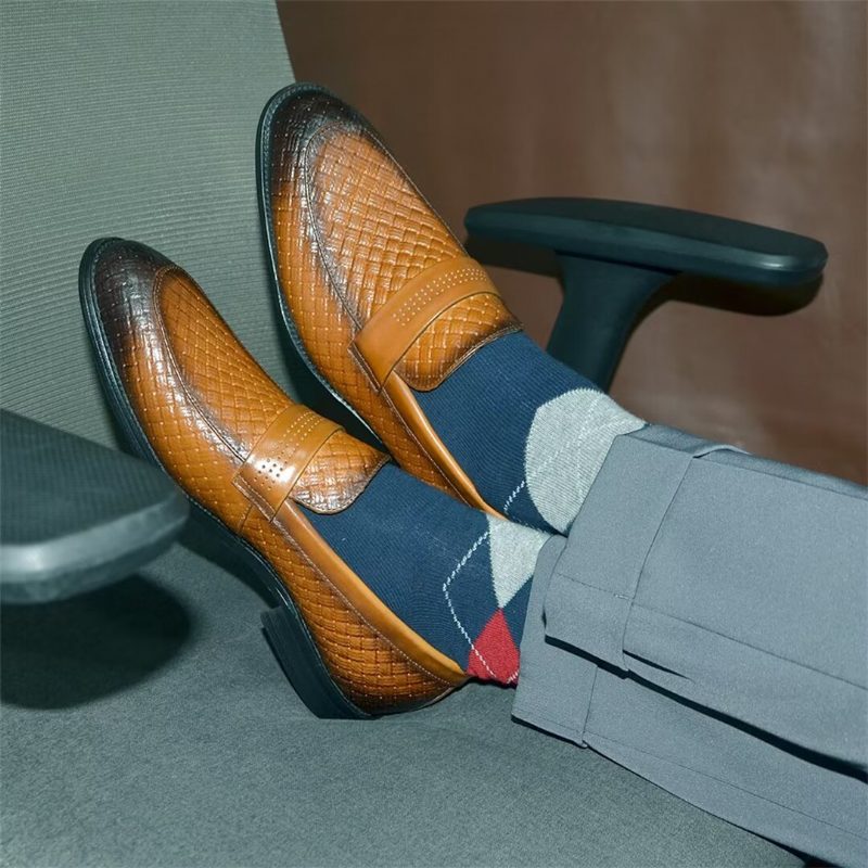 Mænds Formelle Sko Slanke Business Slip-on Kjole - Brun