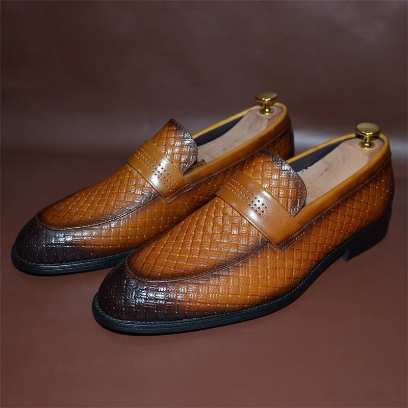 Mænds Formelle Sko Slanke Business Slip-on Kjole - Brun