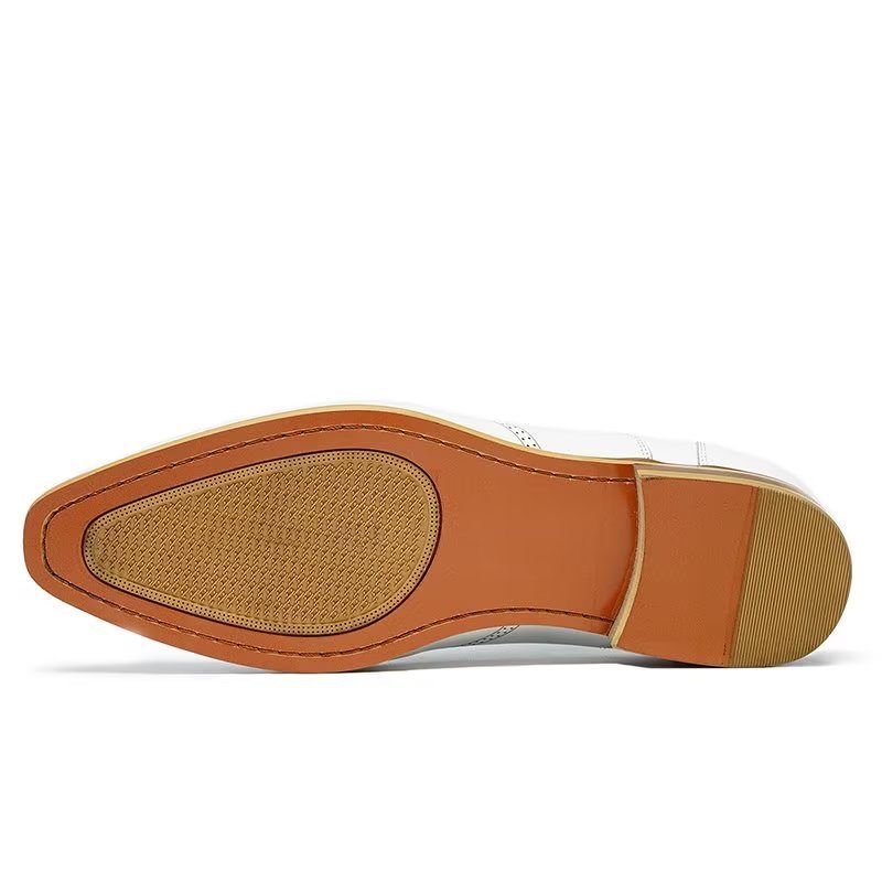 Mænds Formelle Sko Slip On Derbies Dress - Hvid