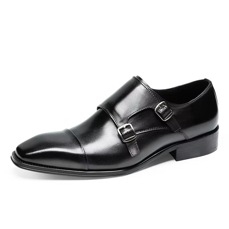 Mænds Formelle Sko Slip-on Monkstraps I Raffineret Læder - Sort