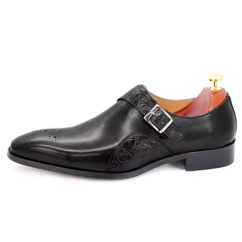 Mænds Formelle Sko Udsøgte Croc-prægede Monkstraps Dress